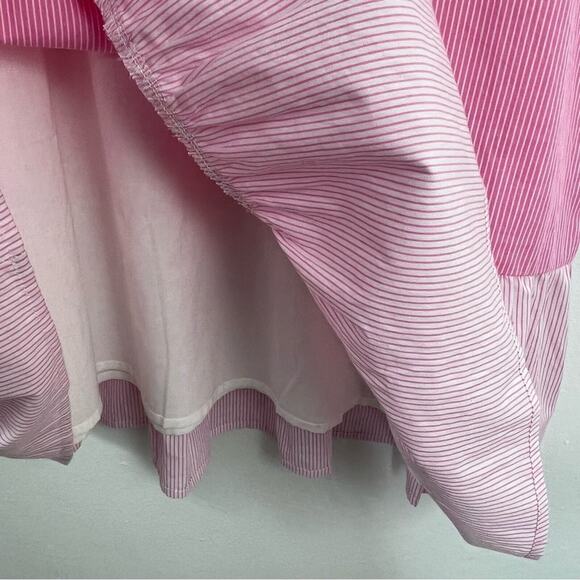 Duffield Lane Pink White Striped Adele Tiered Dress Size Large - Picture 7 of 13